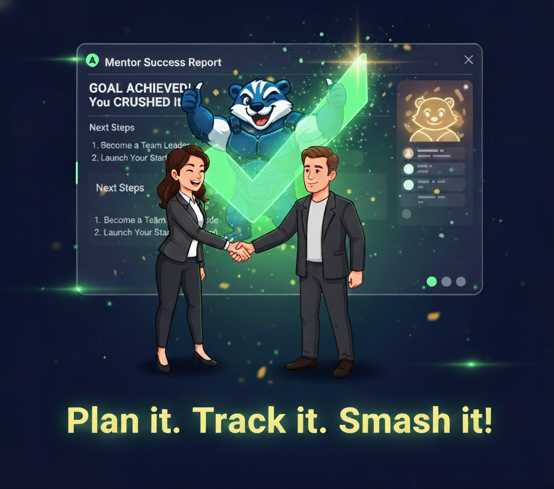 A two people having a discussion over a table, illustrating a mentorship session.